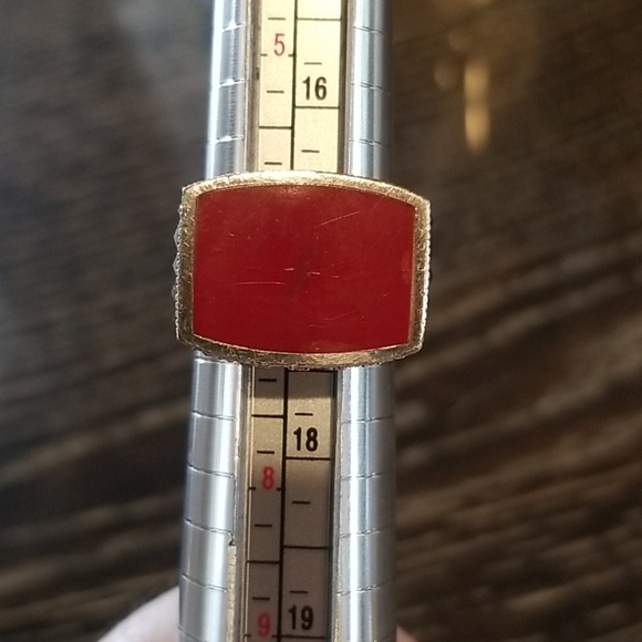 Marcasite silver ring with red stone size 7 - Picture 6 of 8